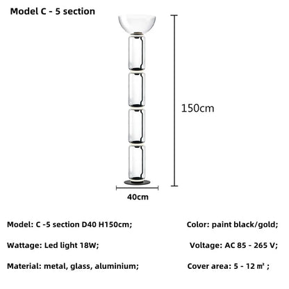 Lámpara de Pie LED con Pantalla de Vidrio Decorbites™ - Diseño Moderno Nórdico Minimalista para la Decoración del Hogar