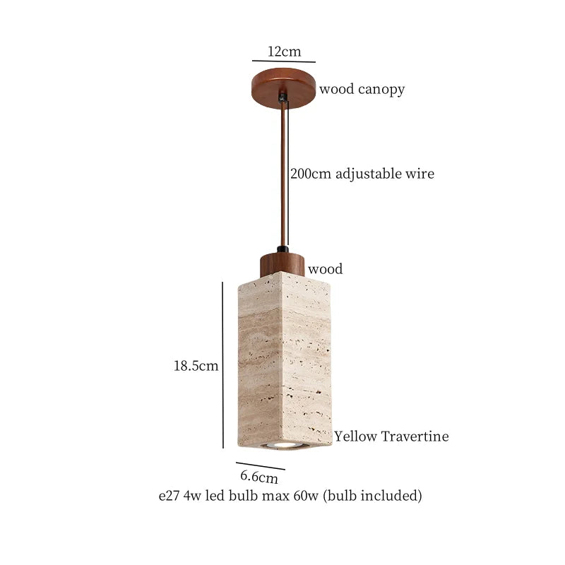 Travertine Stone Pendant Lamp Wabi Sabi Style