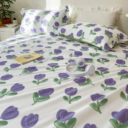 Decobites Tropical Plants Print Cotton Double Bed Sheet for Soft & Comfortable Sleep