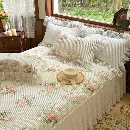 DecorBites™ Lace Ruffles Bed Skirt Set with Pillowcases for 1.2-2M Beds