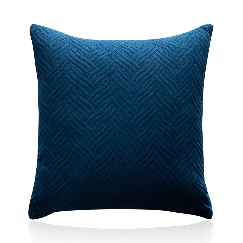 DecorBites™ Blue Wave Crimping Quilted Cushion Cover for Home Sofa Bed Decor