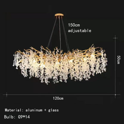 DecorBites™ Gold Aluminium Crystal Chandelier for Elegant Dining Room Lighting