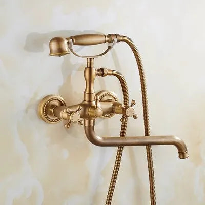 DecorBites™ Brass Bathtub Shower Set Wall Mounted - Hot and Cold Mixer Taps