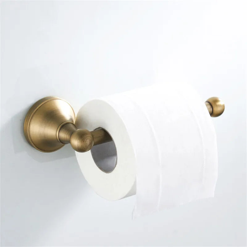 DecorBites™ Bronze Bathroom Accessories Set: Towel Rack, Toilet Brush Holder, Soap Dish, Towel Shelf
