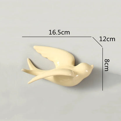 DecorBites™ Flying Bird Ceramic Wall Ornament Simulation Room Decoration Indoor Accent