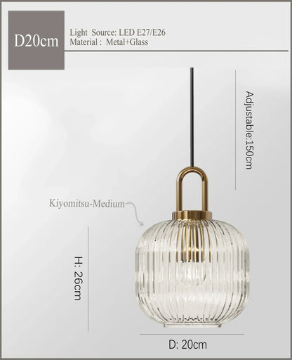 DecorBites™ Japanese Glass Pendant Light: Modern Nordic LED Hanging Lamp for Bedroom Home Décor