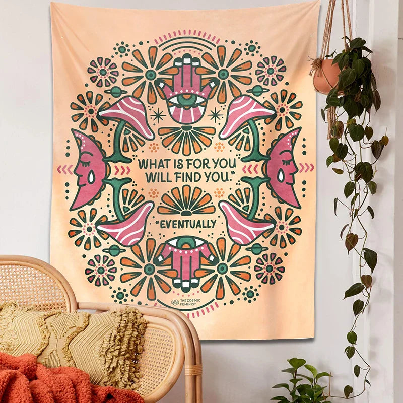 Decobites Boho Moon Flower Magic Tapestry Wall Hanging for Home Decor