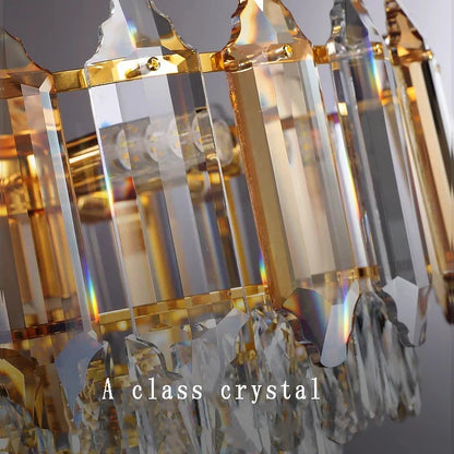 DecorBites™ Gold Amber Crystal Chandelier Lights Modern Room Decor Hanging Lamp