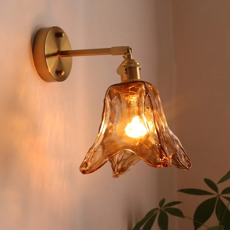 DecorBites™ Japanese Style LED Wall Lamps Living Room Coffee Balcony Stair Light Copper Glass