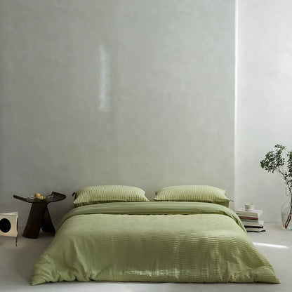 طقم أغطية سرير DecorBites™ مصنوع من خيوط إسفنجية قطنية 100% بتصميم جاكار بلون واحد