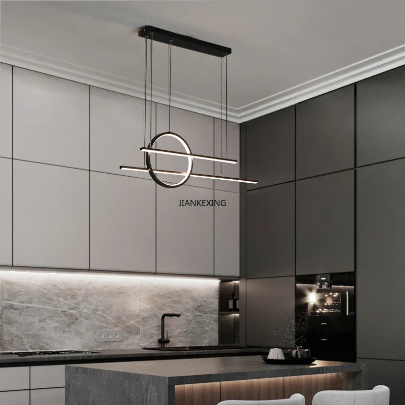 Lámpara de araña LED regulable en negro y dorado Decorbites™ para iluminación de comedor, cocina y bar