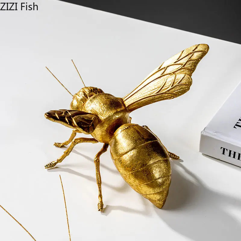 DecorBites™ Golden Honeybee Insect Statue Desk Decoration for Living Room