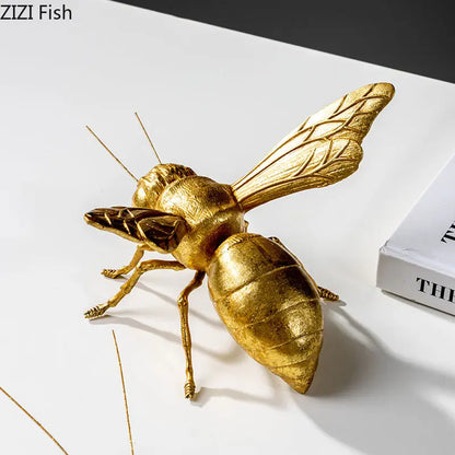 DecorBites™ Golden Honeybee Insect Statue Desk Decoration for Living Room