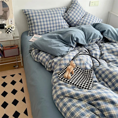 DecorBites™ Japanese Style Cotton Printed 4Pcs Bedding Set with Double-Sided Design