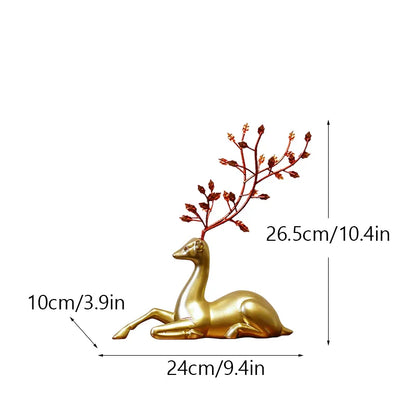 DecorBites™ Golden Deer Figurines: European Feng Shui Home Decor Sculptures