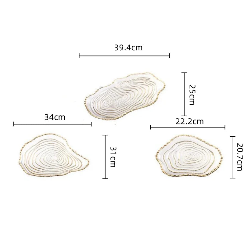 DecorBites™ Gold Foil Glass Tray Geometric Fruit Plate Home Decor Accessory