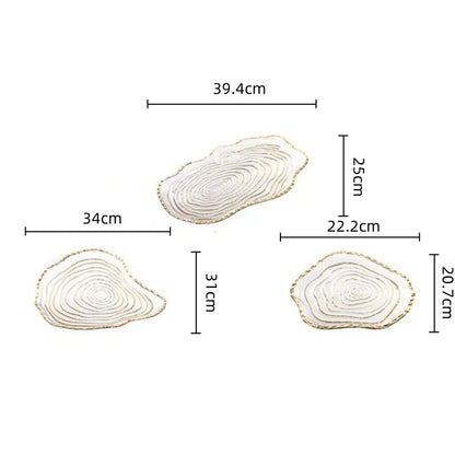 DecorBites™ Gold Foil Glass Tray Geometric Fruit Plate Home Decor Accessory