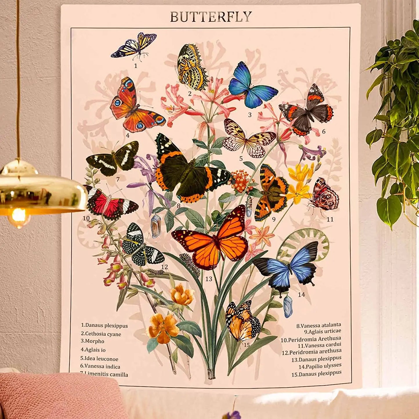 Butterfly Floral Tapestry Vintage Aesthetic Wall Hanging for Bedroom Decor by Decobites