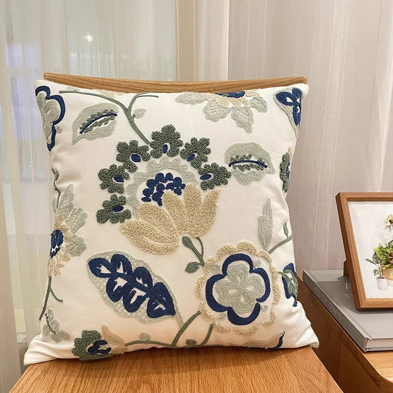 Embroidered Geometric Cushion Cover