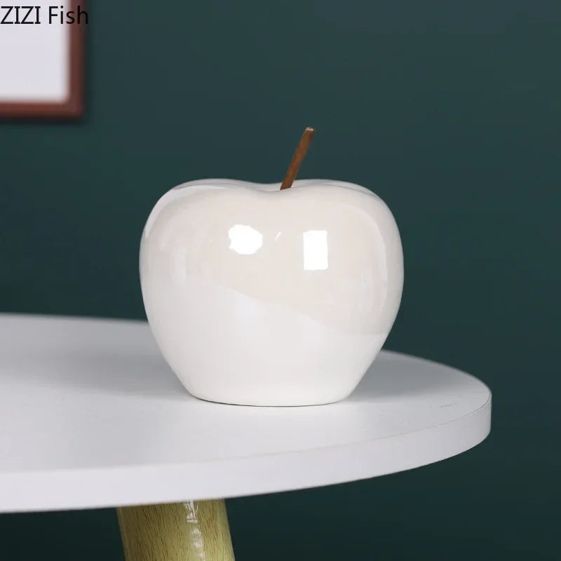 DecorBites™ Glowing Ceramic Apple Room Decor Sculpture with LED Light Display.