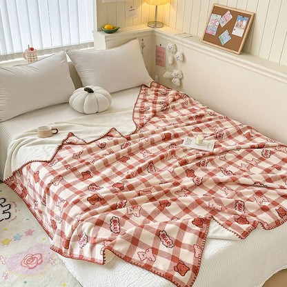 Manta de terciopelo color leche DecorBites™: Diseño bonito, cálida, multifuncional, ideal para el sofá y para viajes.