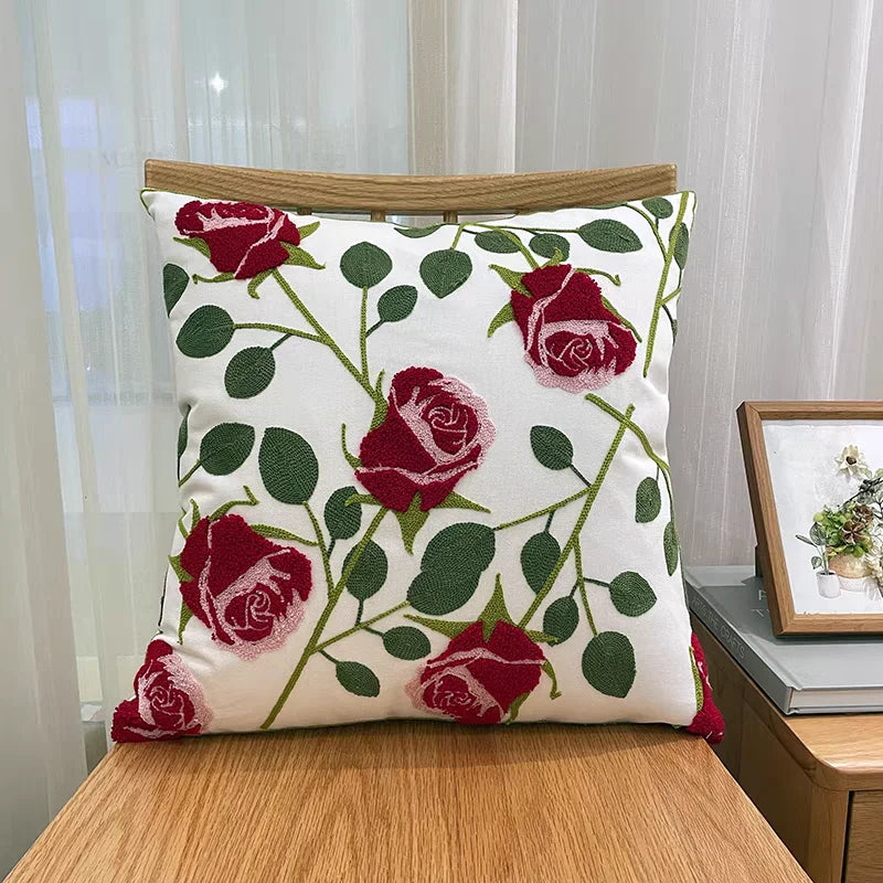 Embroidered Geometric Cushion Cover
