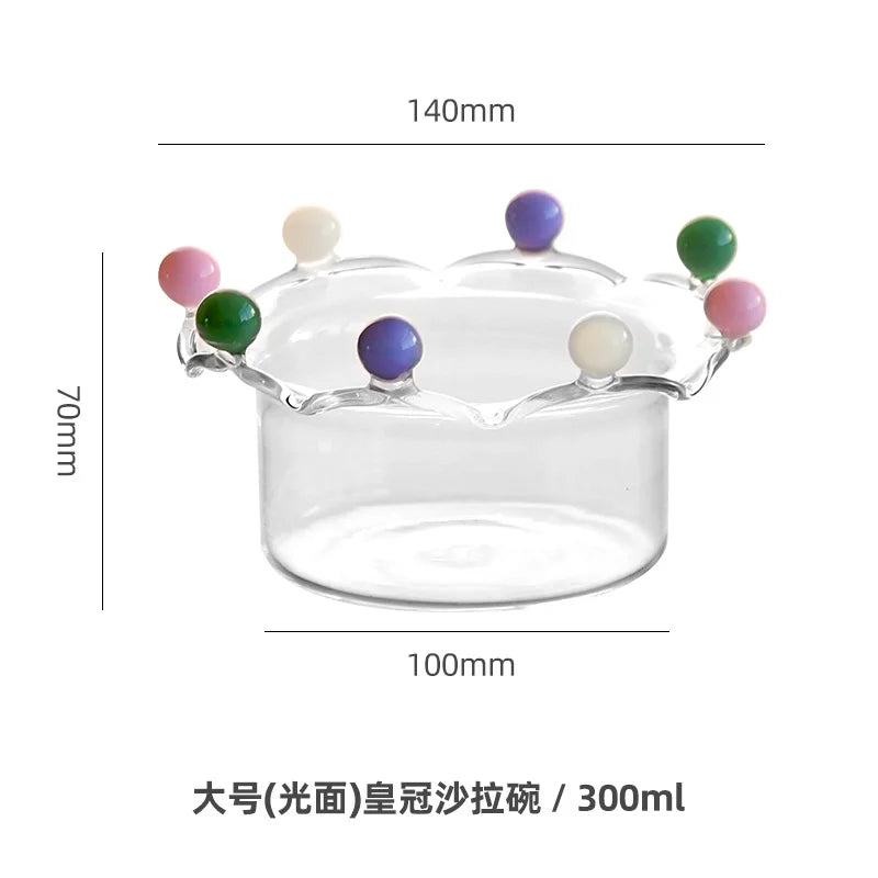 DecorBites™ Clear Glass Fruit Bowl Plate Snack Dish Cake Dessert Cup Large Capacity