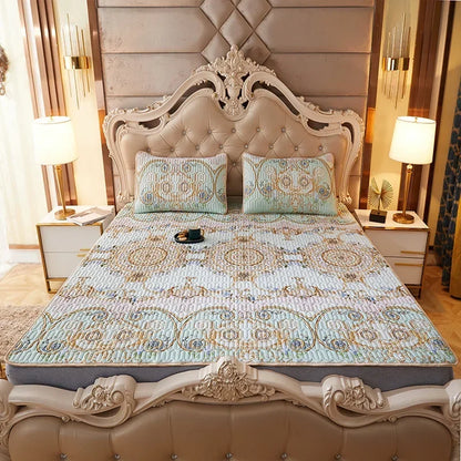 DecorBites™ Cartoon Print Silky Mattress Set: 4-Layer Quilted Breathable Cushion