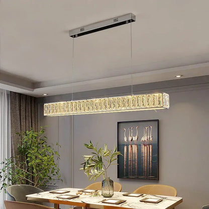 DecorBites™ Golden LED Modern Crystal Chandelier for Home, Restaurant, Cafe, Bar - Luxury Interior Lighting