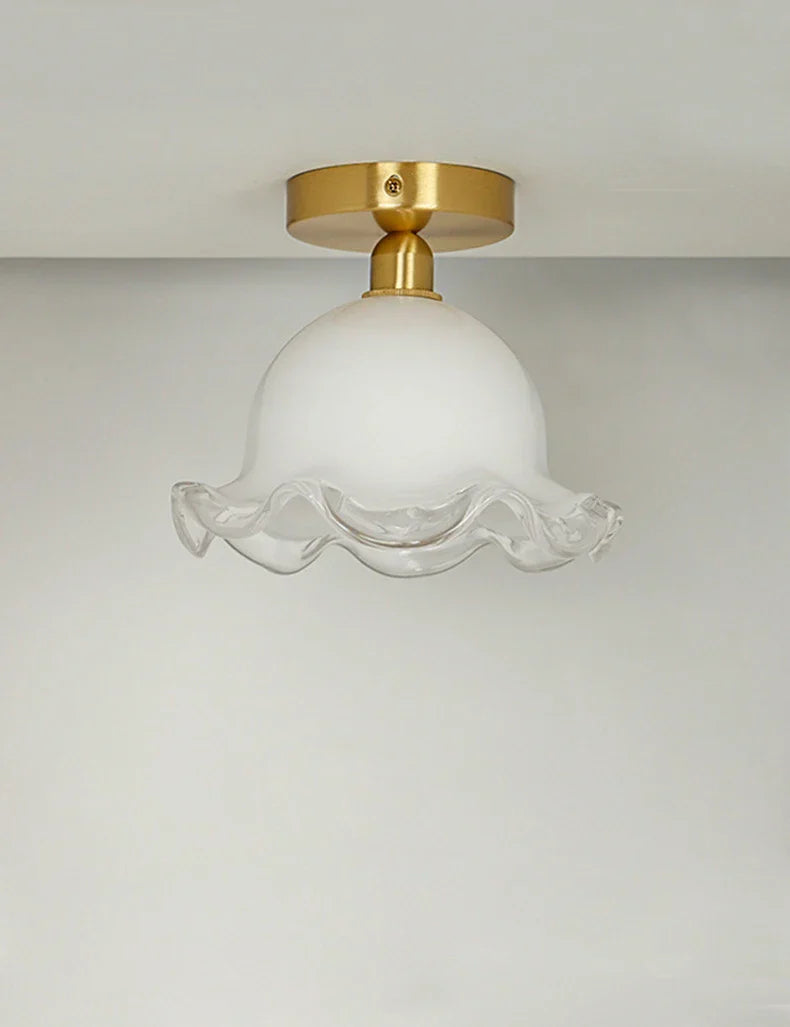 DecorBites™ Antique Glass Ceiling Light: Elegant French Design, Unique Modern Brass Luminaria