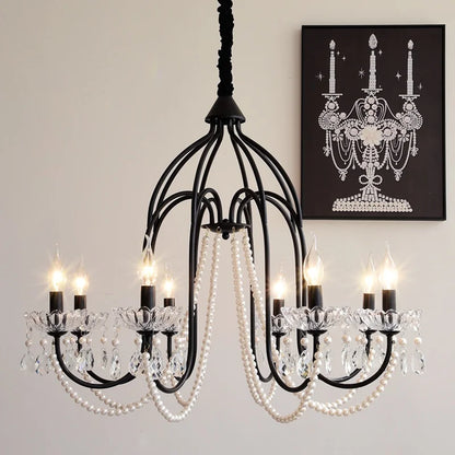 DecorBites™ Elegant Black Crystal Chandelier Pendant Light for Living Room