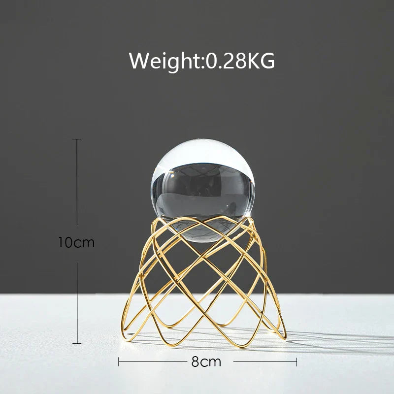 DecorBites™ Bola de Cristal Artesanal: Decoración Nórdica Moderna de Metal, Ligeramente Lujosa, para el Hogar y el Mueble de TV