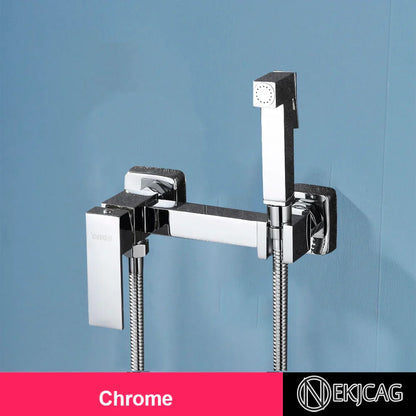 DecorBites™ Brass Bidet Sprayer Faucet Set - Hot Cold Mixer, Wall Mounted Toilet Shattaf