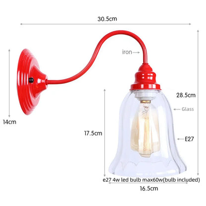 Decorbites™ Luces de Pared LED Rojas Edison - Lámpara de Mesa Industrial Vintage de Hierro