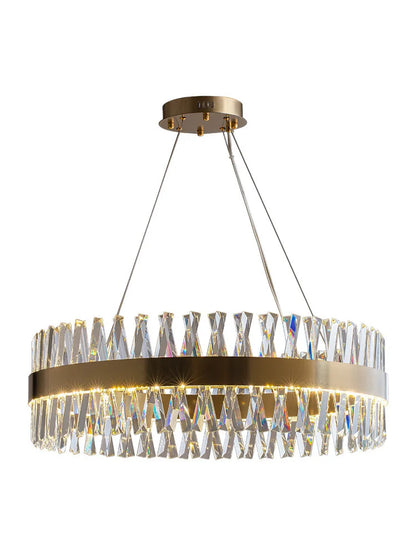 DecorBites™ Golden Round Crystal Chandelier LED Ceiling Light for Living Room and Bedroom