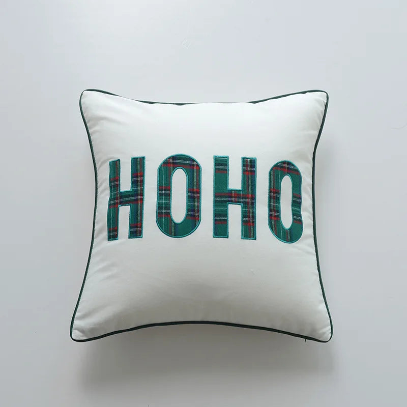 DecorBites™ Christmas Cartoon Letter Embroidered Pillow Cover Festive Sofa Cushion