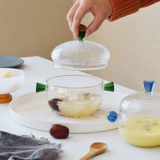 DecorBites™ Glass Bowl Set: Multifunctional Food Storage, Salad, Dessert Bowl, Simmer Pot, Stew Bowls