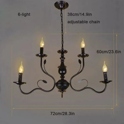 Decorbites™ Candelabro de Vela Francés de Hierro Negro Industrial Vintage de Estilo Granja Iluminación