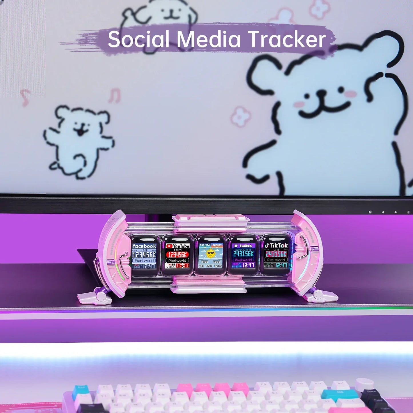 DecorBites™ Cute Gaming Digital Clock for Gamers Decor, Pixel Art Display, Pink