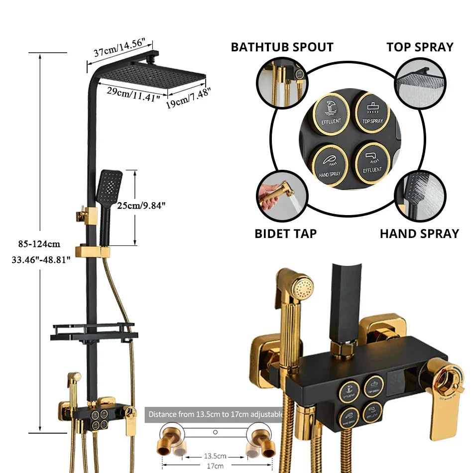 DecorBites™ Digital Display Thermostatic Shower Faucet Set with Rain Shower Head