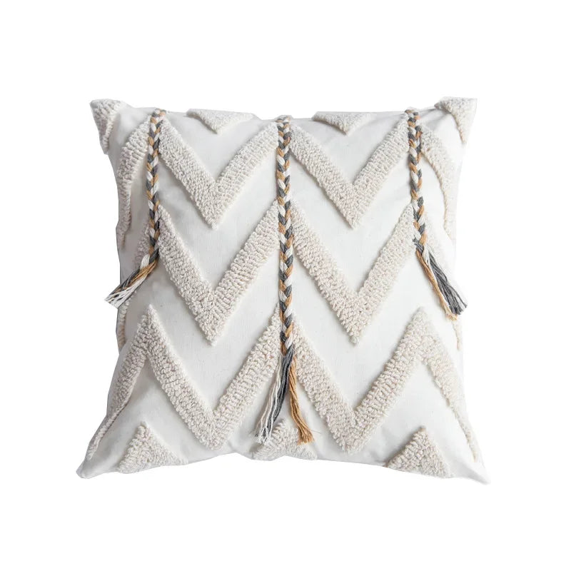 DecorBites™ Lace Tassel Cushion Tufted Sofa Pillowcase for Office Chair Pad