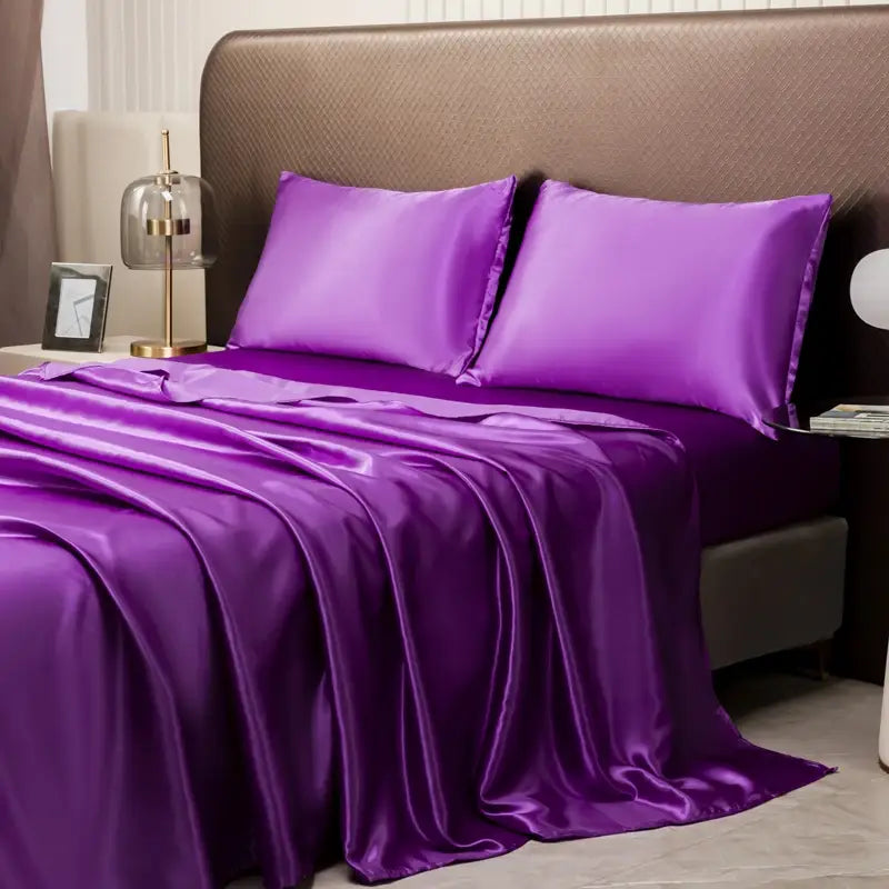 Opulent Solid Color Satin Bedding Set