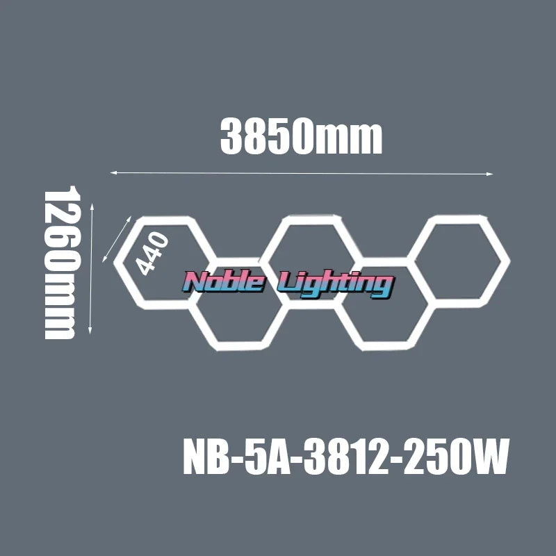 DecorBites™ Hexagon Ceiling Light 6500K for Car Wash Beauty Garage Wall with Honeycomb Design