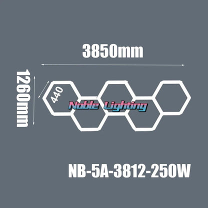 DecorBites™ Hexagon Ceiling Light 6500K for Car Wash Beauty Garage Wall with Honeycomb Design
