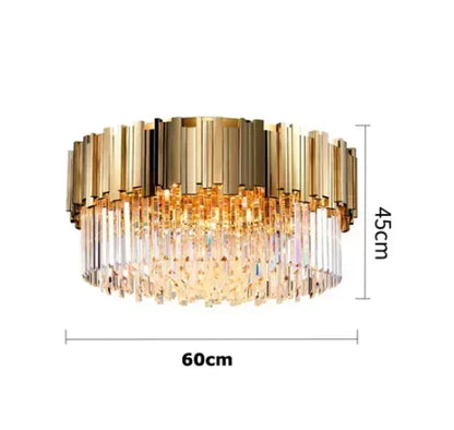 DecorBites™ Golden Crystal Ceiling Light for Modern Living Room and Dining Room