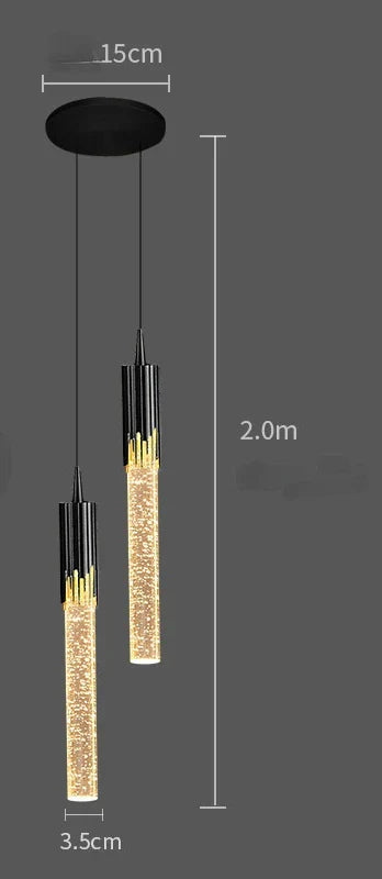 Lámpara colgante LED de cristal DecorBites™, color oro y negro, ideal para comedor o sala de estar.