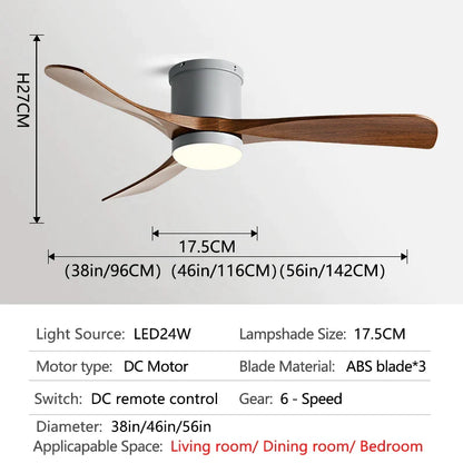 DecorBites™ 46In LED Ceiling Fan Light with Control for Household Bedrooms
