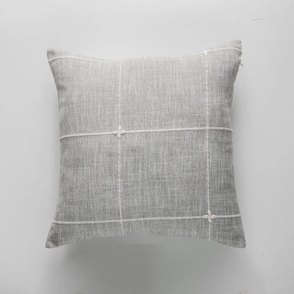 DecorBites™ Brown Grey Stripe Embroidery Cushion Cover Set, Cotton Linen, 45x45cm 60x60cm Home Decor