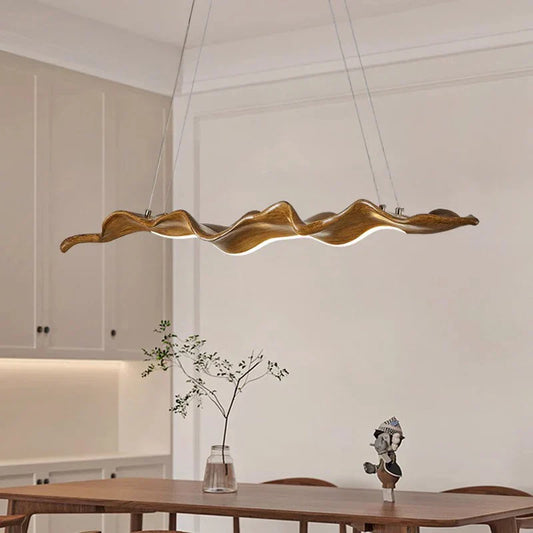 DecorBites™ Leaf Pendant Light: Modern Wood Hanging Lamp for Kitchen Dining Office Decor