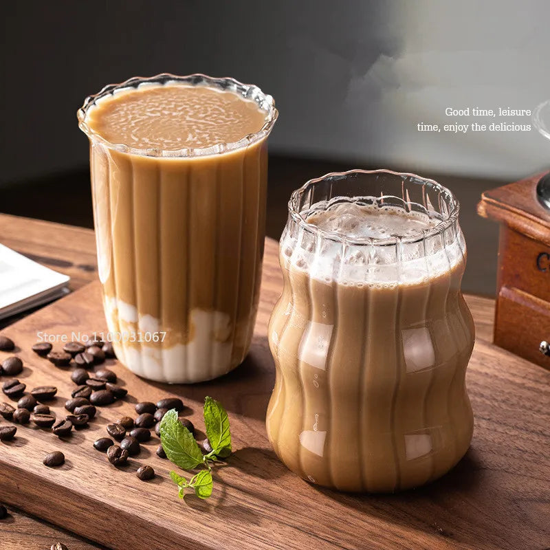 DecorBites™ Glass Coffee Mug Set for Tea, Beer, Juice - Heat-Resistant Transparent Cups